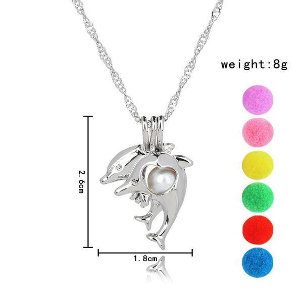 

pearl cage dolphin jewelry locket pendant findings cage essential oil diffuser locket for oyster pearl fiber ball3493063, Silver