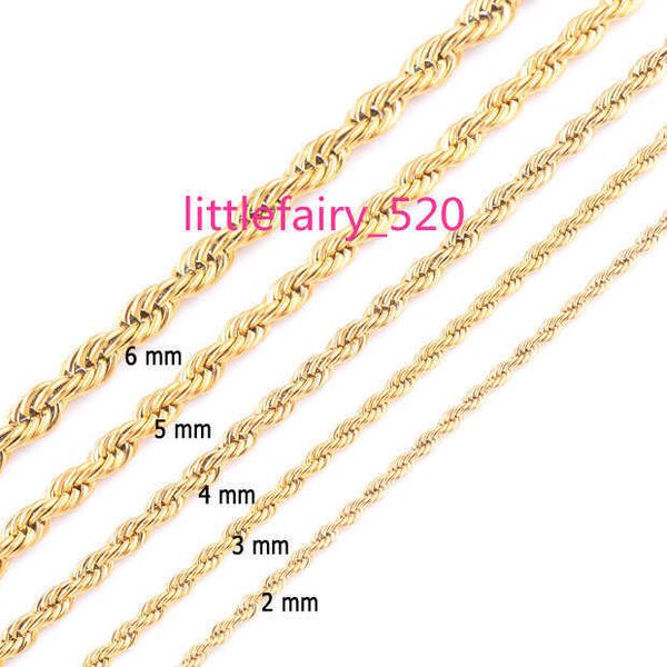 

chains gold plated rope chain stainless steel necklace for women men golden fashion twisted rope chains jewelry gift 2 3 4 5 6 7mm, Silver