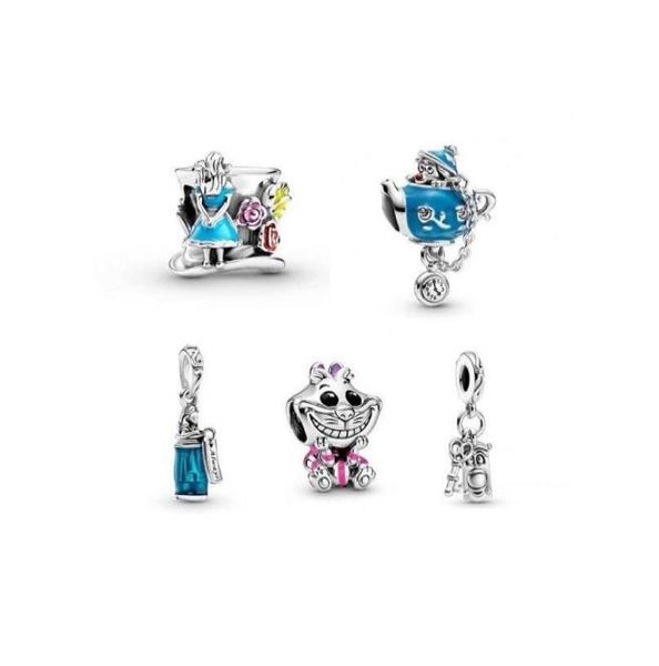 

silver fit p charm bracelet european sier charms enamel beads cartoon teapot key clown house pendant diy chain for women dh5hg4495130, Black
