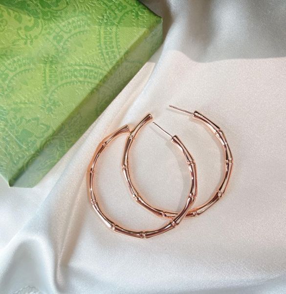 

designer jewelry silver bamboo earrings for women gold hoop earring big circle luxurys studs earrings boucles accessories nice box5957183, Golden;silver