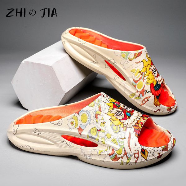 

slippers trend thick sole eva ultra light slippers men outdoor leisure sports sandals youth children water beach footwear couple shoes 23071, Black