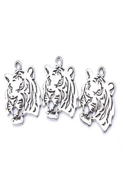 

50pcslot ancient silver alloy tiger charms pendants for diy jewelry making findings 27x24mm9472639, Bronze;silver