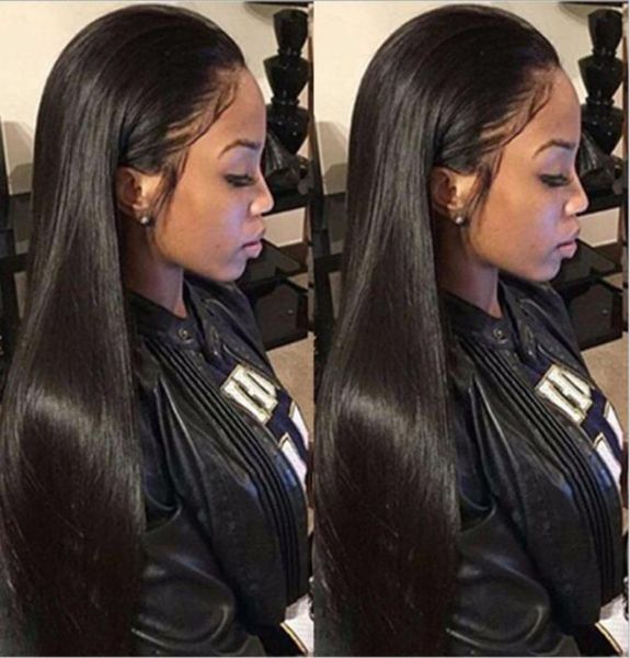 

long straight natural looking hair glueless lace front wi full hair lace wig for african americans woman1426inch heat resistant2634689, Black;brown