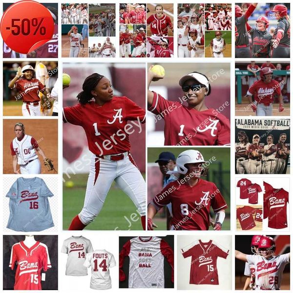 

custom alabama crimson tide softball baseball jersey 33 megan bloodworth 34 ally shipman 44 lexi kilfoyl 88 jenna johnson 14 montana fouts 1, Black;red