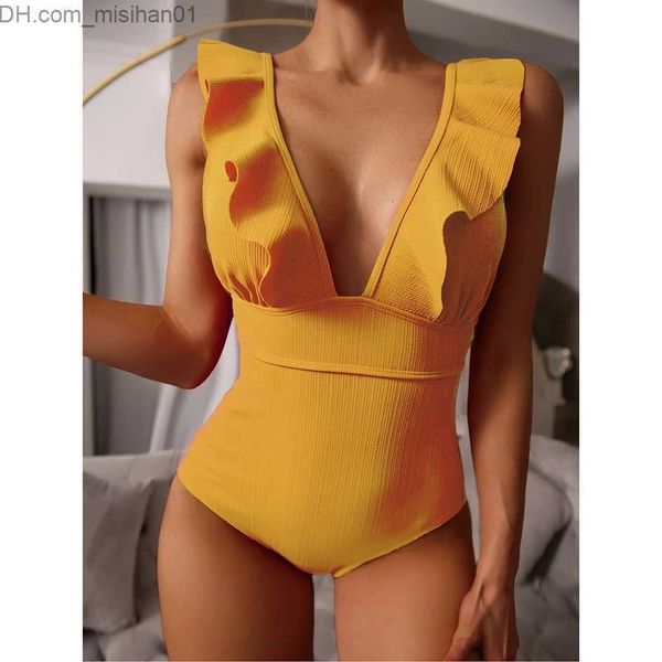 

women's swimwear ruffled swimsuit for women's 2022 deep v one-piece swimsuit for women's swimsuit for women's swimsuit z, White;black