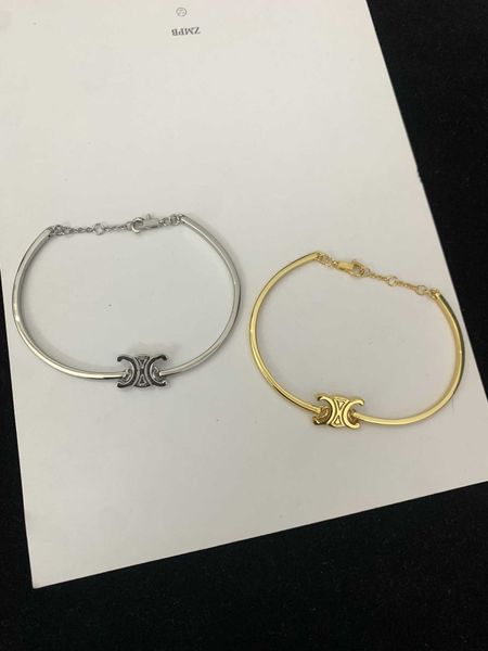 

celi saijia's new triumphal arch women's smooth gold-plated french temperament white with advanced lines ins bracelet, Golden;silver