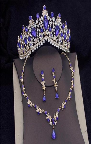 

earrings necklace gorgeous crystal bridal jewelry sets for women fashion tiaras necklaces set wedding crown bride jewellry203t7894043, Silver