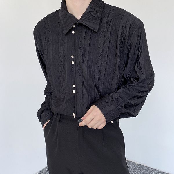 

casual shirts men shirts korean fashion clothing 2023 black beige, White;black