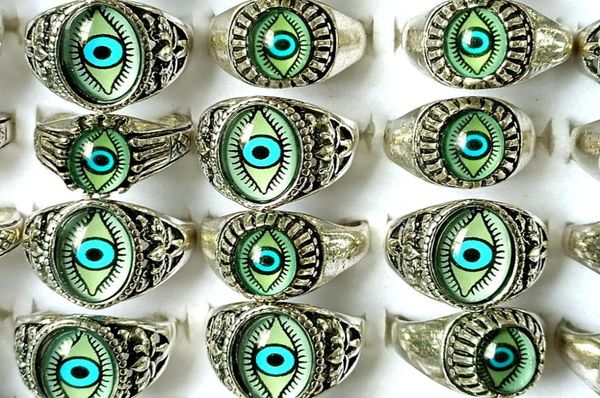 

whole 30 mix eyeball ring unique design evil eyes silver rings vintage men women punk rocker cool bands man boy jewelry favor9879268