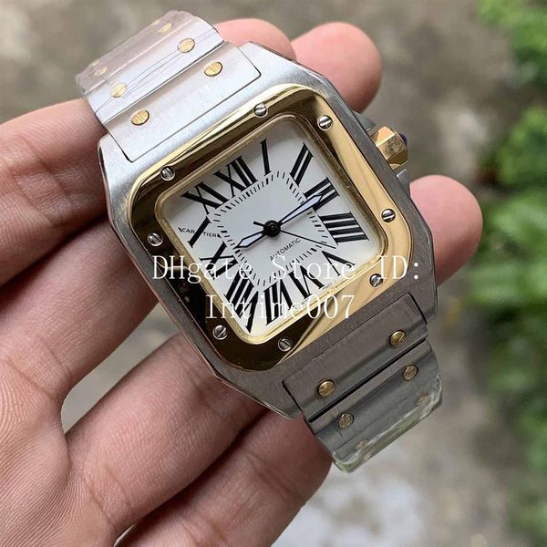 

luxury women stainless steel watch 2813 automatic movement mechanical silver case rivets bracelet lady sports original clasp wrist287o, Slivery;brown