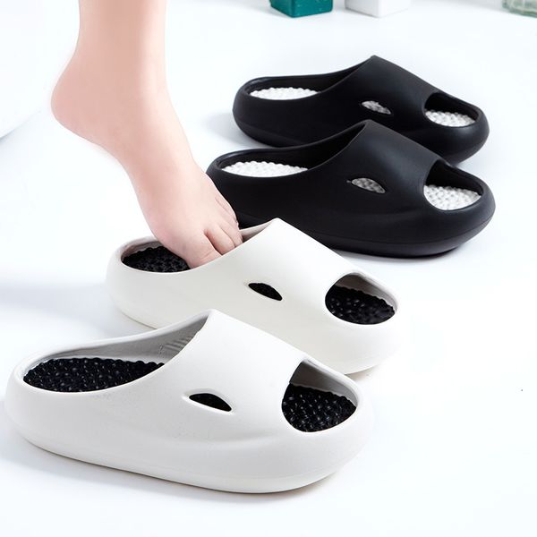 

slippers thick platform bathroom home slippers women outdoor soft sole couple slides shoes woman non slip flip flops beach sandals 230713, Black