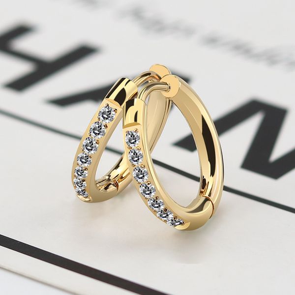 

personalized and fashionable stainless steel zircon earrings female plain ring earrings, trendy jewelry manufacturers cross-border wholesale, White