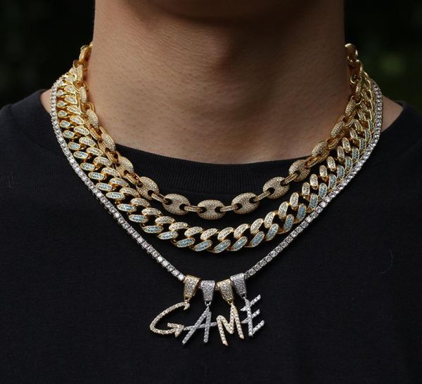 

cursive az 26 letters necklaces gold sliver rose gold color alphabet initial pendant chain cubic zirconia iced out letter hiphop 1729555, Silver
