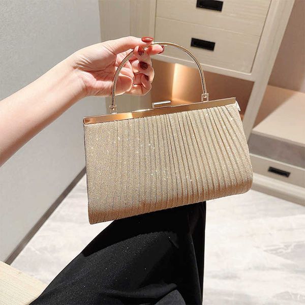 

new shiny pleated large capacity handbag princess bag slant cross bag dinner bag dress bag ktv handbag