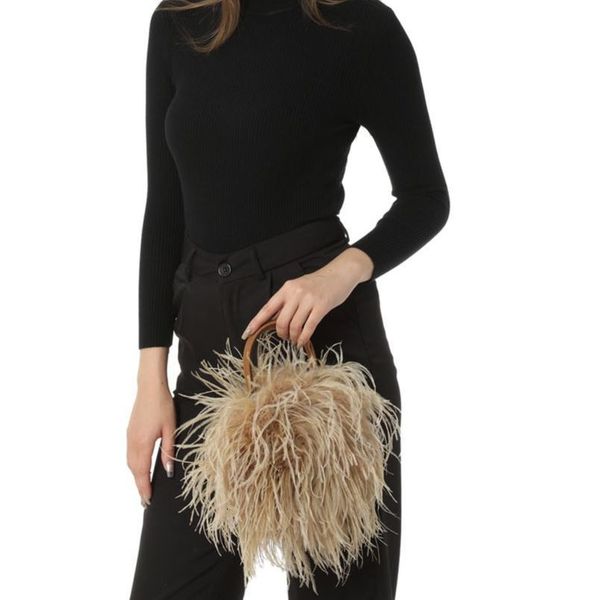 

evening bags real natural ostrich feather mini handbag fashion chic furry romantic party concern dinner wedding fluffy 230713
