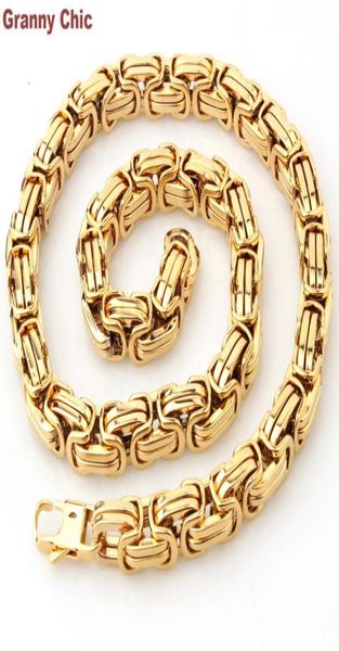 

granny chic design men039s jewelry gold color stainless steel huge heavy wide byzantine king chain necklace 15mm7quot40quot9528808, Silver