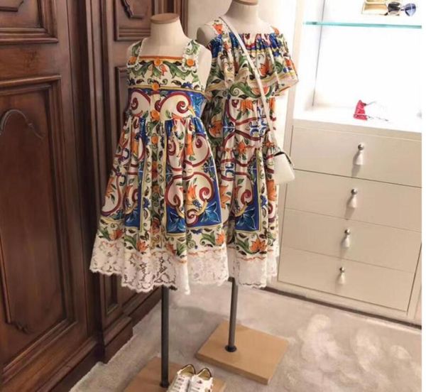 

baby girl dress summer designer lace strap kids children clothes princess party dresses5597403, Red;yellow