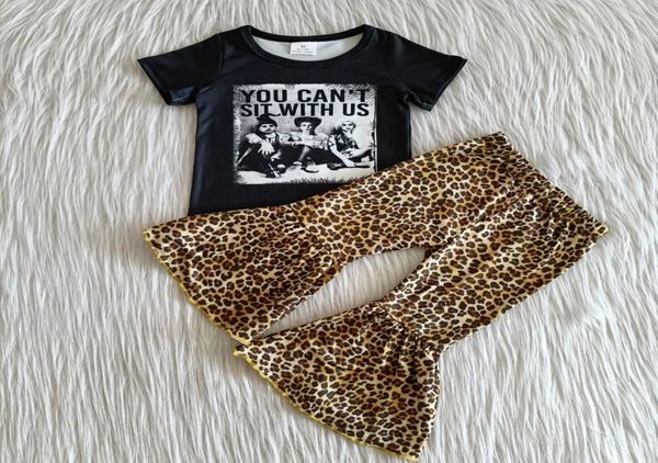 

new design children clothing baby girls designer clothes boutique fall outfits milk silk leopard print bell bottom outfits cute gi5604373, White