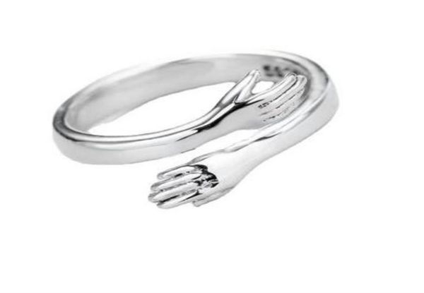 

band rings womens girls ladies chakrabeads creative hands hug couple speed s hugs ring plating open adjustable jllbxy9848070, Silver