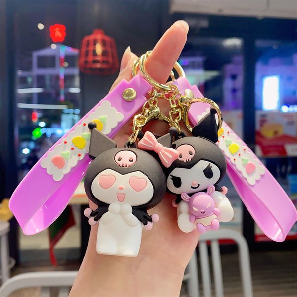 

fashion blogger designer jewelry cute cross dressing kuromi cartoon doll pendant creative keychain mobile phone keychains lanyards keyrings, Slivery;golden