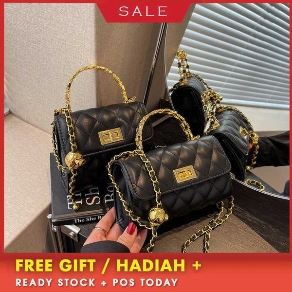

women's design bags lingge embroidered thread small bag 2023 autumn/winter new popular chain crossbody handheld square evening clutches