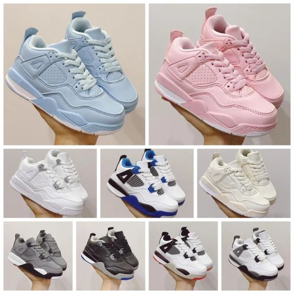

2022 infant toddlers quality products j 4s kids basketball shoes chicago 4 boy girl sneaker light green lights grey khaki baby trainers chil, Black
