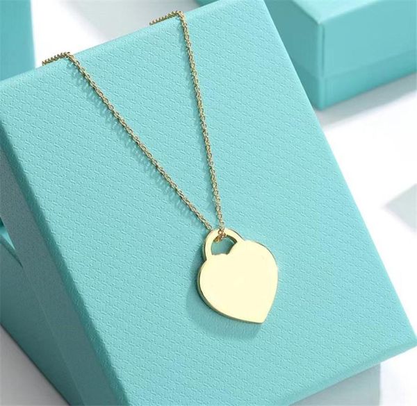 

designer jewelry heart necklace woman stainless steel blue pink green pendant jewellery luxury chains valentine day gifts2506939, Silver