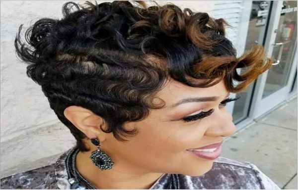 

short layerd curly hair wig high temperature small volume chemical fiber wig for black women african adjustable hair wig7285638