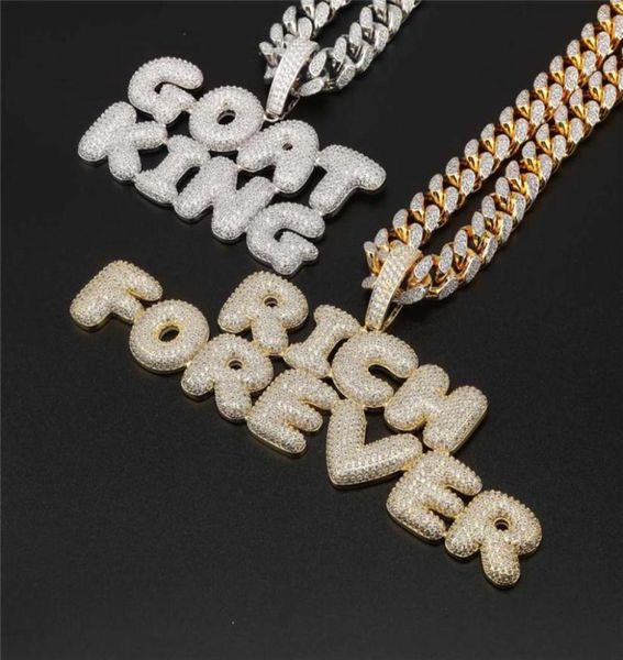 

custom name necklace hip hop necklace ice out personal cz bubbles letter pendant men039s rock street necklace with rope1072102, Silver