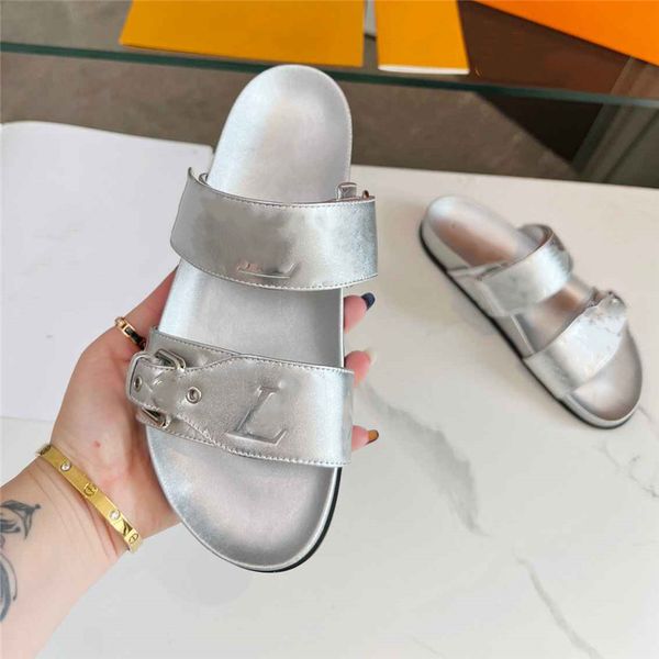 

summer popular women sandals 2023 luis luxury brand business dress wedding party leather high heels casual flat slippers vuttonity 08-011, Black