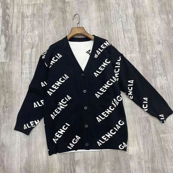 

women's sweater designer fashion knitted sweater casual loose cardigan jacket classic embroidered pattern jacket women's top, White;black