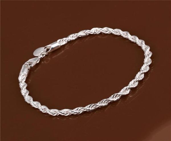 

brand new flash ed rope 925 silver charm bracelet 20x04cm wdb207women039s sterling silver plated bracelet4890317, White
