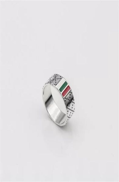 

jewelry the new fashion ring personality simple thai silver diamond checkered double red green enamel jewelry couple7833725