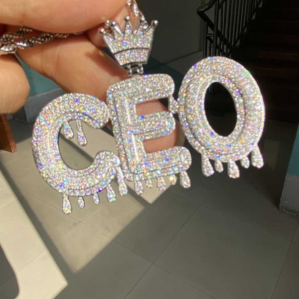 

hq gems solid s925 silver iced out moissanite vvs diamond letter hip hop necklaces pendant men