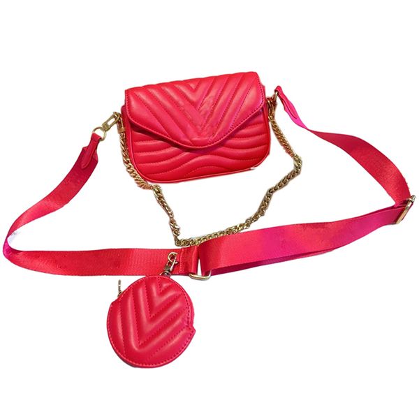

designer new wave multi-pochette shoulder bags women luxurys vintage fashion pink red black white leather multifunction messenger crossbody
