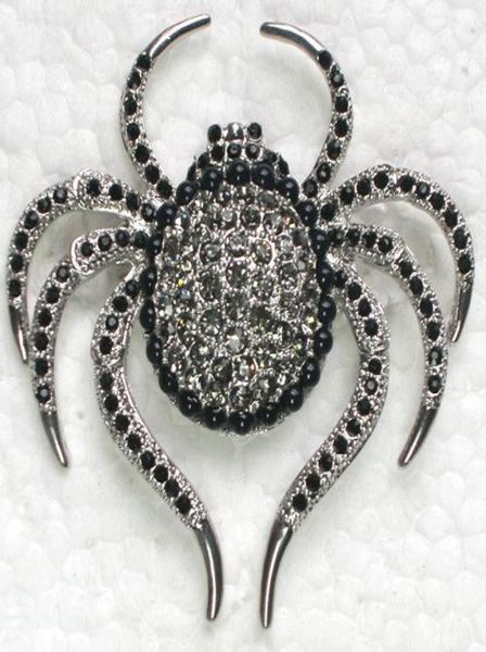 

whole fashion brooch rhinestone spider halloween gift pin brooches in 6 colors c1012917842534, Gray