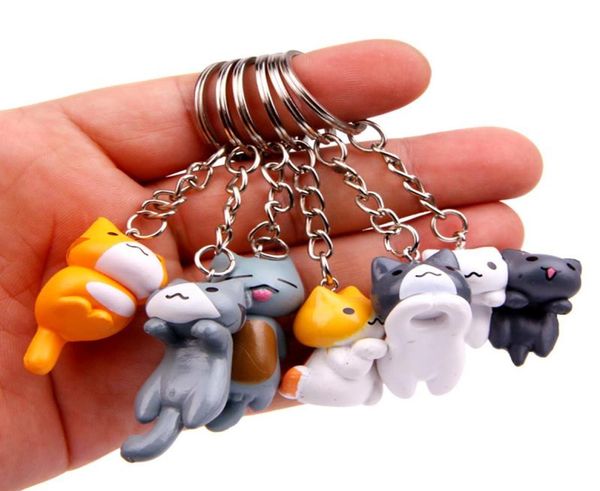 

6pc natsume039s book of friends cat cartoon keychains keyring car bag pendant fashion jewelry key chain ring accessories3144891, Slivery;golden