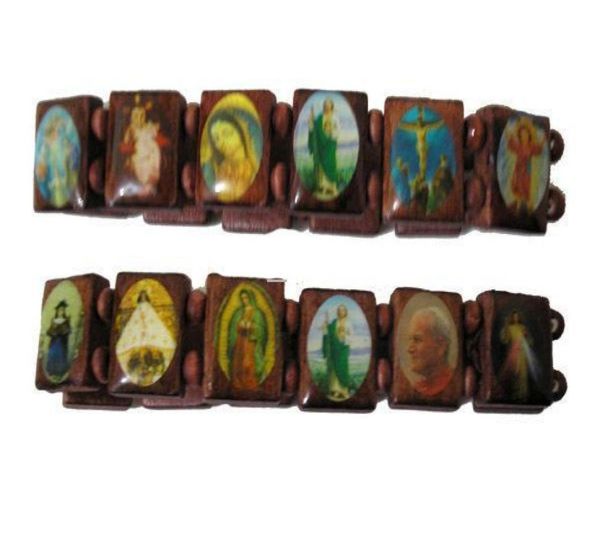 

72pcs wood religious jesus bracelet rosary stretch new fashion wooden religious bracelets mix8694980, Black