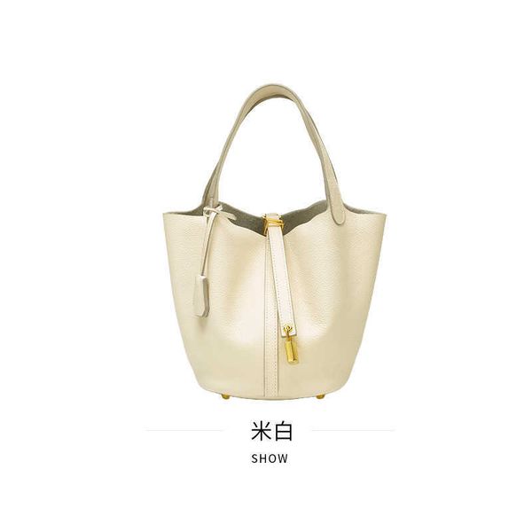 

luxury designer bag picotin lock and fashionable basket simple bag 2023 head layer cowhide leisure small crowd handbag leather tote 9qjd