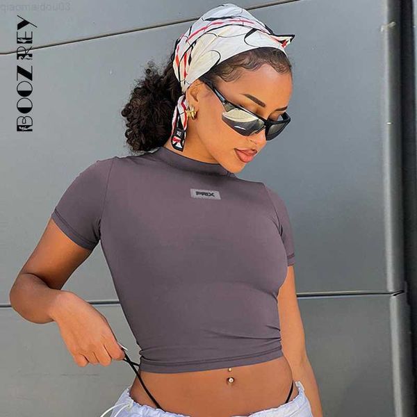 

women's t-shirt boozrey new crop for woman y2k streetwear crew neck short sleeve tees 2023 summer clothes casual t shirts for women cl, White