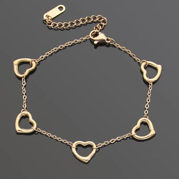 

womens 5 cardioids hand bracelets chain designer jewelry a peach heart bracelet brand as wedding christmas gift tiffanies, Black