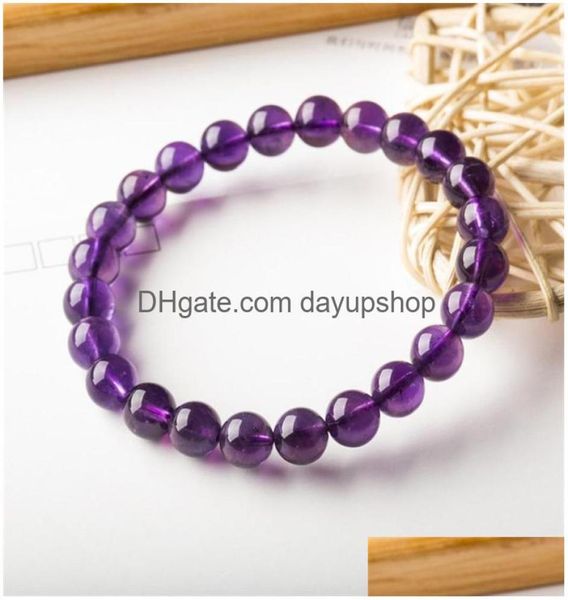 

beaded 8mm round strand shape glass purple amethyst crystal gemstone beads bracelet for man woman bracelets stretch 1135 q2 drop d3793606, Black