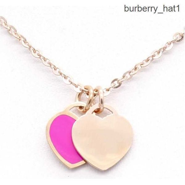 

necklace double love heart necklace womens gold silver chain stainless steel diamond jewelry pendant fashion gold silver necklace for women