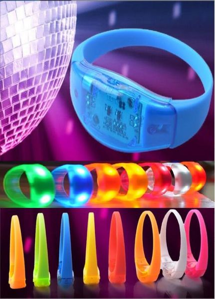 

sound control led flashing bracelet light up bangle wristband music activated night light party bar disco cheer toy bracelet4895878, Golden;silver