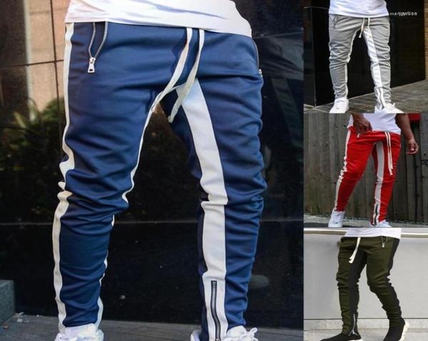 

men039s jeans men jogger pants fitness bodybuilding gym long sweatpants contrast colors elastic waist drawstring breathable aut5790867, Blue