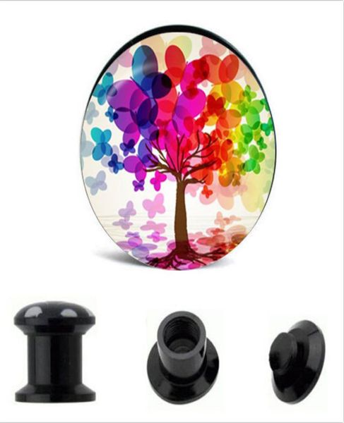 

popular designs tree of life screw tunnel plug flesh tunnel ear plug tunnel jewelry body jewelry2892824, Silver