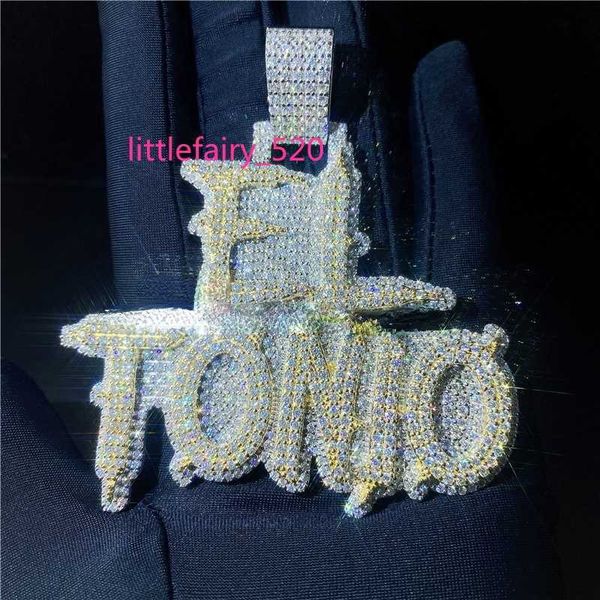 

pendant necklaces custom 2021 bust down iced out gra certificate lab diamond vvs moissanite personalized letter pendant necklace chain for m, Silver