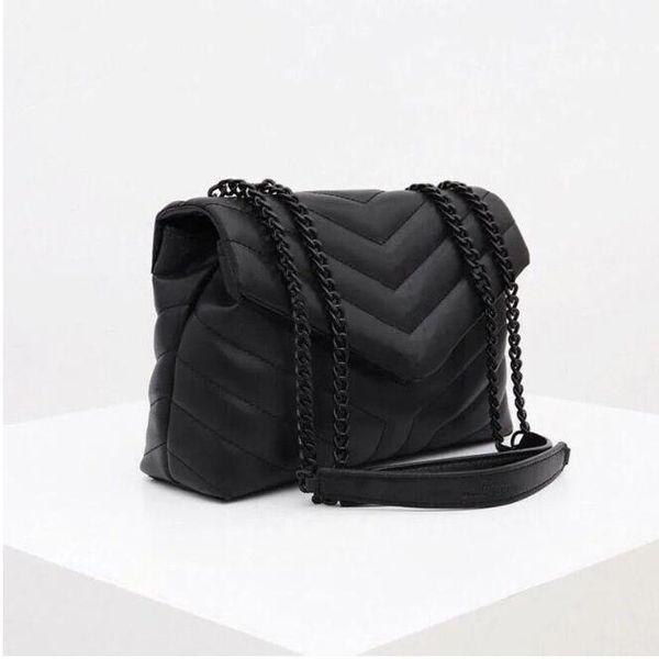 

new luxury women's bags handbag shoulder bag brand loulou y-shaped designer seam leather ladies metal chain black clamshell messenger c