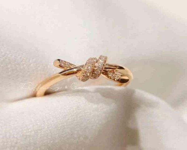 

higher versiont family knot ring fried dough knot cross temperament advanced feeling diamond rose gold k8480004, Silver