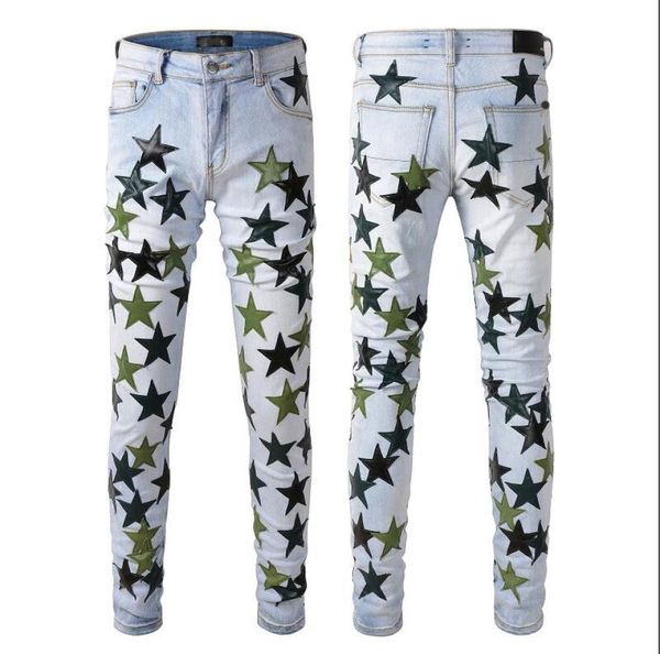 

2022 designer mens jeans hiphop fashion zipper hole wash jean pants retro torn fold stitching men design motorcycle riding cool s9337565, Blue